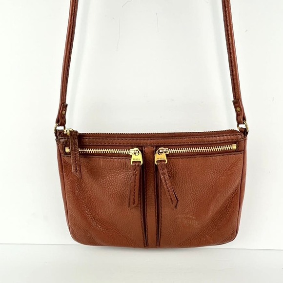 Fossil Handbags - Fossil Erin Top Zip Cowhide Pebbled Leather Crossbody Bag